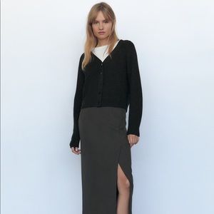 Zara Dark Gray Merino Wool Blend Jacket Cardigan